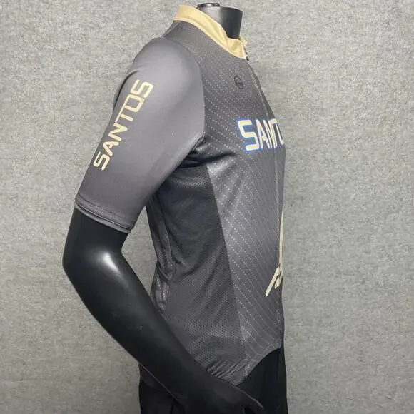 Mumu Mens Small Cycling Jersey Santos Tour Down Under AU Charcoal Ochre - Picture 3 of 9